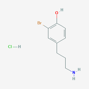 molecular formula C9H13BrClNO B2941575 4-(3-氨基丙基)-2-溴苯酚；盐酸盐 CAS No. 2470436-82-7
