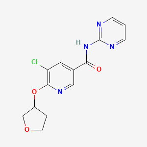 molecular formula C14H13ClN4O3 B2941585 5-chloro-N-(pyrimidin-2-yl)-6-((tetrahydrofuran-3-yl)oxy)nicotinamide CAS No. 1903401-03-5