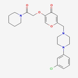 molecular formula C23H28ClN3O4 B2941607 2-((4-(3-chlorophenyl)piperazin-1-yl)methyl)-5-(2-oxo-2-(piperidin-1-yl)ethoxy)-4H-pyran-4-one CAS No. 898440-02-3