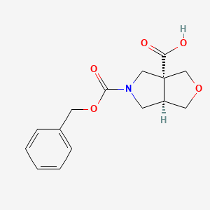 molecular formula C15H17NO5 B2941617 (3Ar,6aR)-5-phenylmethoxycarbonyl-3,4,6,6a-tetrahydro-1H-furo[3,4-c]pyrrole-3a-carboxylic acid CAS No. 2248318-09-2