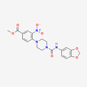 Methyl 4-{4-[(1,3-benzodioxol-5-ylamino)carbonyl]piperazino}-3-nitrobenzenecarboxylate