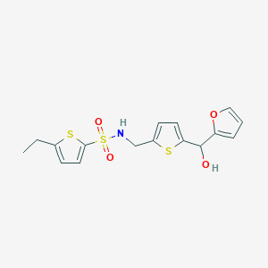 molecular formula C16H17NO4S3 B2941628 5-乙基-N-((5-(呋喃-2-基(羟基)甲基)噻吩-2-基)甲基)噻吩-2-磺酰胺 CAS No. 1787916-42-0