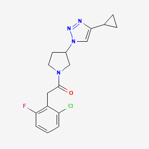 molecular formula C17H18ClFN4O B2941637 2-(2-chloro-6-fluorophenyl)-1-(3-(4-cyclopropyl-1H-1,2,3-triazol-1-yl)pyrrolidin-1-yl)ethanone CAS No. 2034553-84-7