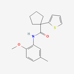 molecular formula C18H21NO2S B2941641 N-(2-methoxy-5-methylphenyl)-1-(thiophen-2-yl)cyclopentanecarboxamide CAS No. 1049524-83-5
