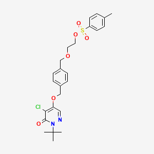 molecular formula C25H29ClN2O6S B2941654 2-[[4-[(1-Tert-butyl-5-chloro-6-oxopyridazin-4-yl)oxymethyl]phenyl]methoxy]ethyl 4-methylbenzenesulfonate CAS No. 863888-32-8