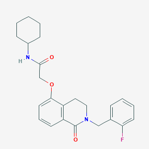 molecular formula C24H27FN2O3 B2941659 N-环己基-2-[[2-[(2-氟苯基)甲基]-1-氧代-3,4-二氢异喹啉-5-基]氧基]乙酰胺 CAS No. 850907-01-6