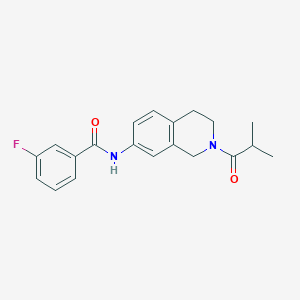 molecular formula C20H21FN2O2 B2941661 3-氟-N-(2-异丁酰基-1,2,3,4-四氢异喹啉-7-基)苯甲酰胺 CAS No. 955663-83-9