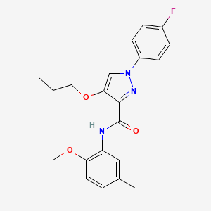 molecular formula C21H22FN3O3 B2941675 1-(4-氟苯基)-N-(2-甲氧基-5-甲基苯基)-4-丙氧基-1H-吡唑-3-甲酰胺 CAS No. 1208886-90-1