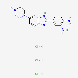 molecular formula C18H25Cl3N6 B2941679 4-(6-(4-甲基哌嗪-1-基)-1H-苯并[d]咪唑-2-基)苯-1,2-二胺三盐酸盐 CAS No. 1431697-77-6