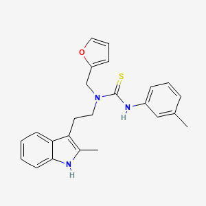 molecular formula C24H25N3OS B2941684 1-(呋喃-2-基甲基)-1-(2-(2-甲基-1H-吲哚-3-基)乙基)-3-(间甲苯基)硫脲 CAS No. 851971-62-5