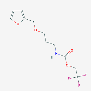 molecular formula C11H14F3NO4 B2941692 2,2,2-trifluoroethyl N-[3-(furan-2-ylmethoxy)propyl]carbamate CAS No. 1354951-48-6