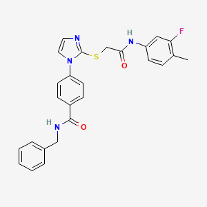 molecular formula C26H23FN4O2S B2941694 N-benzyl-4-(2-((2-((3-fluoro-4-methylphenyl)amino)-2-oxoethyl)thio)-1H-imidazol-1-yl)benzamide CAS No. 1207018-94-7