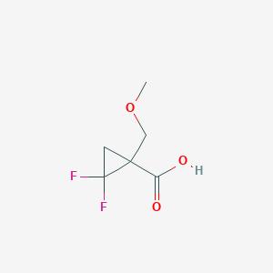 molecular formula C6H8F2O3 B2941699 2,2-Difluoro-1-(methoxymethyl)cyclopropane-1-carboxylic acid CAS No. 2228753-46-4