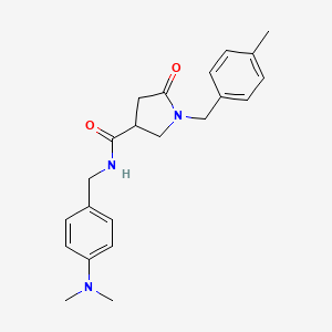 molecular formula C22H27N3O2 B2941700 N-[[4-(Dimethylamino)phenyl]methyl]-1-[(4-methylphenyl)methyl]-5-oxopyrrolidine-3-carboxamide CAS No. 2184828-03-1