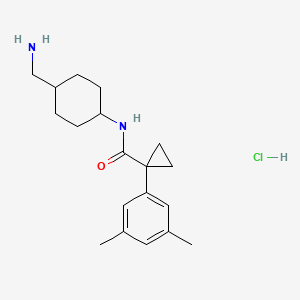 molecular formula C19H29ClN2O B2941705 N-[4-(氨甲基)环己基]-1-(3,5-二甲苯基)环丙烷-1-甲酰胺；盐酸盐 CAS No. 2418724-43-1
