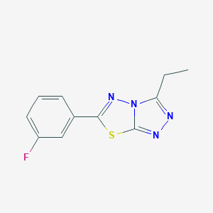 molecular formula C11H9FN4S B294173 3-Ethyl-6-(3-fluorophenyl)[1,2,4]triazolo[3,4-b][1,3,4]thiadiazole 