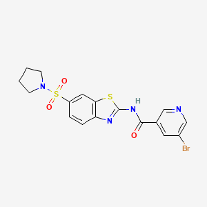 molecular formula C17H15BrN4O3S2 B2941750 5-bromo-N-(6-(pyrrolidin-1-ylsulfonyl)benzo[d]thiazol-2-yl)nicotinamide CAS No. 853744-60-2