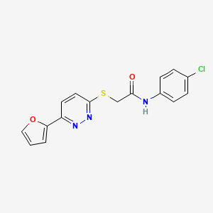 molecular formula C16H12ClN3O2S B2941758 N-(4-chlorophenyl)-2-[6-(furan-2-yl)pyridazin-3-yl]sulfanylacetamide CAS No. 872704-78-4