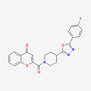 molecular formula C23H18FN3O4 B2941765 2-(4-(5-(4-fluorophenyl)-1,3,4-oxadiazol-2-yl)piperidine-1-carbonyl)-4H-chromen-4-one CAS No. 1208971-80-5