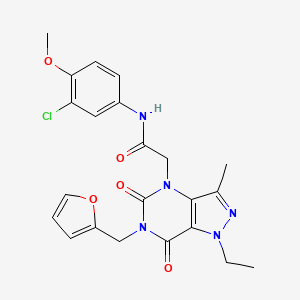 molecular formula C22H22ClN5O5 B2941768 N-(3-chloro-4-methoxyphenyl)-2-(1-ethyl-6-(furan-2-ylmethyl)-3-methyl-5,7-dioxo-6,7-dihydro-1H-pyrazolo[4,3-d]pyrimidin-4(5H)-yl)acetamide CAS No. 1216430-45-3