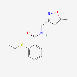 molecular formula C14H16N2O2S B2941782 2-(ethylthio)-N-((5-methylisoxazol-3-yl)methyl)benzamide CAS No. 1251618-77-5