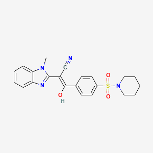 (E)-2-(1-methyl-1H-benzo[d]imidazol-2(3H)-ylidene)-3-oxo-3-(4-(piperidin-1-ylsulfonyl)phenyl)propanenitrile