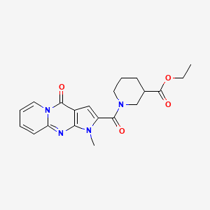 Ethyl 1-{6-methyl-2-oxo-1,6,8-triazatricyclo[7.4.0.0^{3,7}]trideca-3(7),4,8,10,12-pentaene-5-carbonyl}piperidine-3-carboxylate