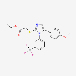 ethyl 2-((5-(4-methoxyphenyl)-1-(3-(trifluoromethyl)phenyl)-1H-imidazol-2-yl)thio)acetate