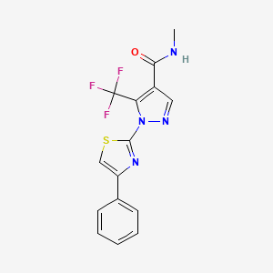 molecular formula C15H11F3N4OS B2941820 N-methyl-1-(4-phenyl-1,3-thiazol-2-yl)-5-(trifluoromethyl)-1H-pyrazole-4-carboxamide CAS No. 321998-58-7