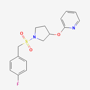 molecular formula C16H17FN2O3S B2941823 2-((1-((4-Fluorobenzyl)sulfonyl)pyrrolidin-3-yl)oxy)pyridine CAS No. 1903034-07-0