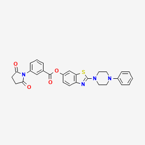 2-(4-Phenylpiperazin-1-yl)benzo[d]thiazol-6-yl 3-(2,5-dioxopyrrolidin-1-yl)benzoate