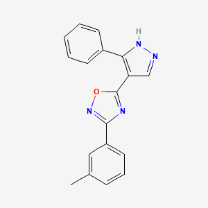 molecular formula C18H14N4O B2941841 5-(3-苯基-1H-吡唑-4-基)-3-(间甲苯基)-1,2,4-恶二唑 CAS No. 1172497-81-2