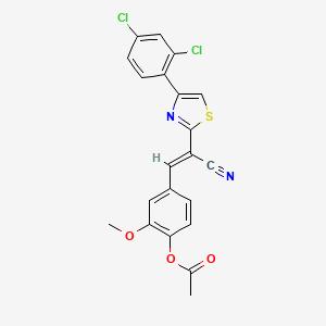 molecular formula C21H14Cl2N2O3S B2941842 (E)-4-(2-cyano-2-(4-(2,4-dichlorophenyl)thiazol-2-yl)vinyl)-2-methoxyphenyl acetate CAS No. 683250-21-7