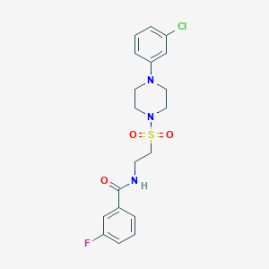 molecular formula C19H21ClFN3O3S B2941849 N-(2-((4-(3-chlorophenyl)piperazin-1-yl)sulfonyl)ethyl)-3-fluorobenzamide CAS No. 897612-97-4