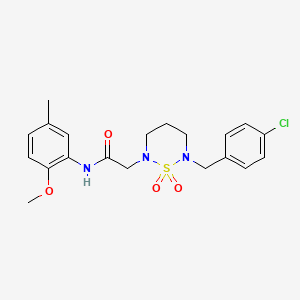molecular formula C20H24ClN3O4S B2941856 2-(6-(4-chlorobenzyl)-1,1-dioxido-1,2,6-thiadiazinan-2-yl)-N-(2-methoxy-5-methylphenyl)acetamide CAS No. 946212-54-0