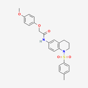molecular formula C25H26N2O5S B2941861 2-(4-甲氧基苯氧基)-N-(1-甲苯磺酰-1,2,3,4-四氢喹啉-6-基)乙酰胺 CAS No. 1005300-35-5