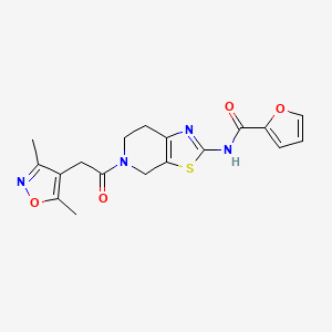 molecular formula C18H18N4O4S B2941864 N-(5-(2-(3,5-dimethylisoxazol-4-yl)acetyl)-4,5,6,7-tetrahydrothiazolo[5,4-c]pyridin-2-yl)furan-2-carboxamide CAS No. 1421532-63-9