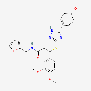 molecular formula C25H26N4O5S B2941868 3-(3,4-dimethoxyphenyl)-N-(furan-2-ylmethyl)-3-{[5-(4-methoxyphenyl)-4H-1,2,4-triazol-3-yl]sulfanyl}propanamide CAS No. 868213-41-6