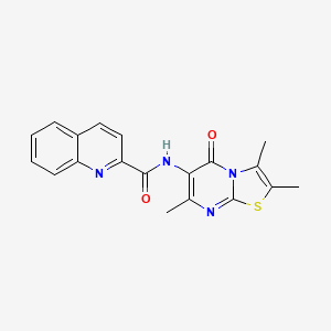 molecular formula C19H16N4O2S B2941871 N-(2,3,7-三甲基-5-氧代-5H-噻唑并[3,2-a]嘧啶-6-基)喹啉-2-甲酰胺 CAS No. 1021116-53-9