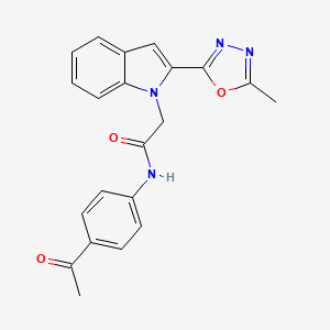 molecular formula C21H18N4O3 B2941875 N-(4-乙酰苯基)-2-[2-(5-甲基-1,3,4-恶二唑-2-基)-1H-吲哚-1-基]乙酰胺 CAS No. 923216-92-6