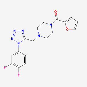 molecular formula C17H16F2N6O2 B2941876 (4-((1-(3,4-difluorophenyl)-1H-tetrazol-5-yl)methyl)piperazin-1-yl)(furan-2-yl)methanone CAS No. 1040677-57-3