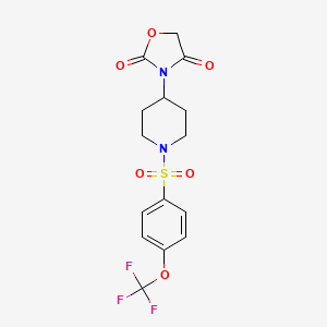 molecular formula C15H15F3N2O6S B2941883 3-(1-((4-(Trifluoromethoxy)phenyl)sulfonyl)piperidin-4-yl)oxazolidine-2,4-dione CAS No. 2034241-74-0