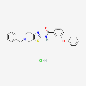 molecular formula C26H24ClN3O2S B2941884 N-(5-benzyl-4,5,6,7-tetrahydrothiazolo[5,4-c]pyridin-2-yl)-3-phenoxybenzamide hydrochloride CAS No. 1189704-90-2