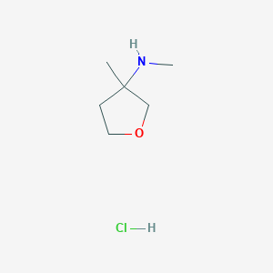 molecular formula C6H14ClNO B2941885 N,3-二甲基氧杂环己烷-3-胺；盐酸盐 CAS No. 2375273-31-5