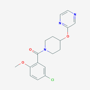 molecular formula C17H18ClN3O3 B2941887 (5-Chloro-2-methoxyphenyl)(4-(pyrazin-2-yloxy)piperidin-1-yl)methanone CAS No. 1421498-65-8