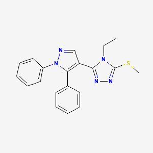 molecular formula C20H19N5S B2941888 3-(1,5-diphenyl-1H-pyrazol-4-yl)-4-ethyl-5-(methylsulfanyl)-4H-1,2,4-triazole CAS No. 956964-51-5