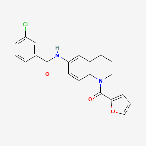 molecular formula C21H17ClN2O3 B2941894 3-chloro-N-[1-(2-furoyl)-1,2,3,4-tetrahydroquinolin-6-yl]benzamide CAS No. 1005305-69-0