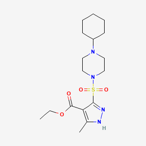 ethyl 5-((4-cyclohexylpiperazin-1-yl)sulfonyl)-3-methyl-1H-pyrazole-4-carboxylate