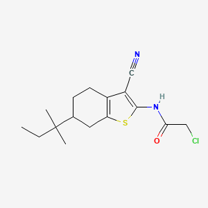 molecular formula C16H21ClN2OS B2941898 2-氯-N-[3-氰基-6-(1,1-二甲基丙基)-4,5,6,7-四氢-1-苯并噻-2-基]乙酰胺 CAS No. 519016-57-0