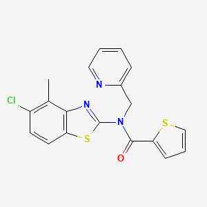 molecular formula C19H14ClN3OS2 B2941904 N-(5-氯-4-甲基苯并[d]噻唑-2-基)-N-(吡啶-2-基甲基)噻吩-2-甲酰胺 CAS No. 941878-71-3